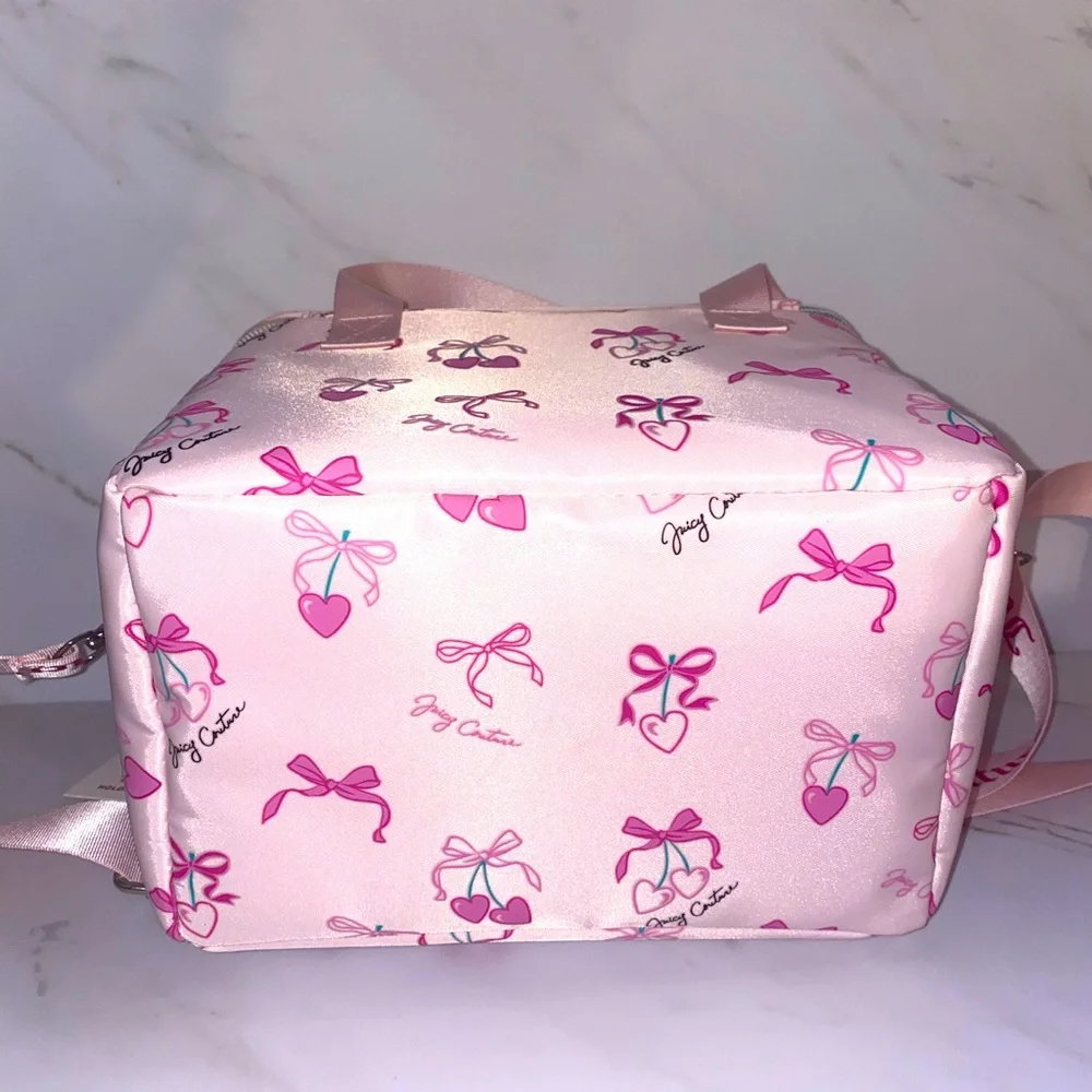 🎀🍒🩷NEW Juicy Couture Insulated Cooler Bag/ Lunch Box pink cherry Bows Hearts - Picture 6 of 10